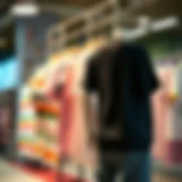 Trendy young t-shirt styles displayed on a vibrant background