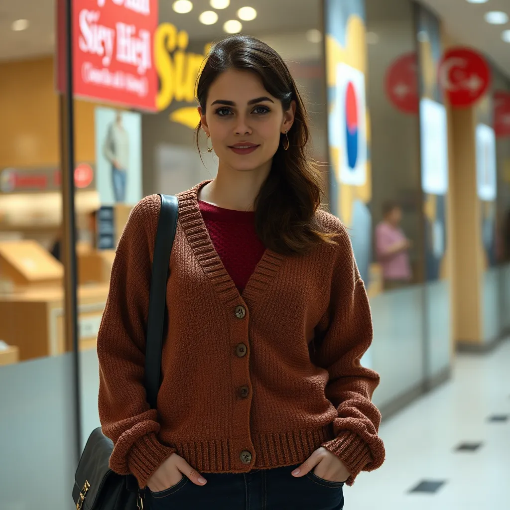 Şık Tüylü Düz Kuşaklı Hırka